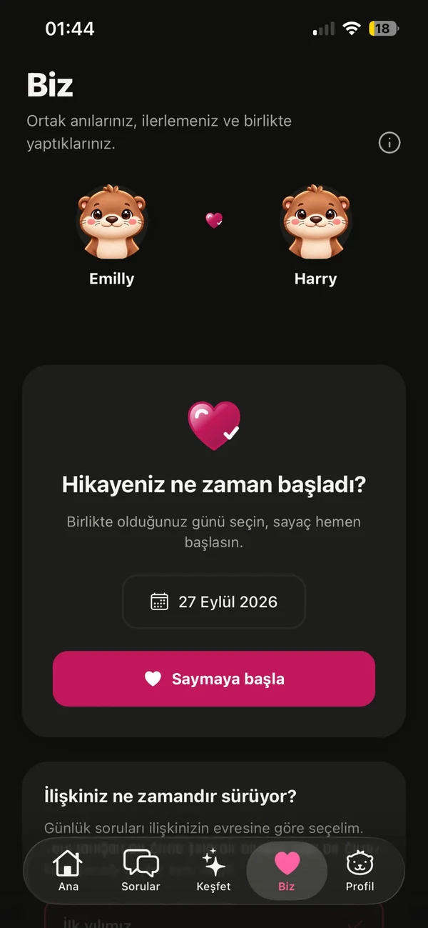 Hikâyenizin başladığı gün ekranı