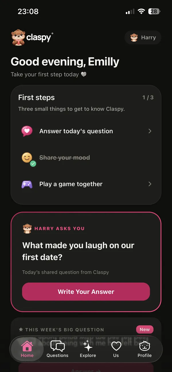 Discover yourself screen