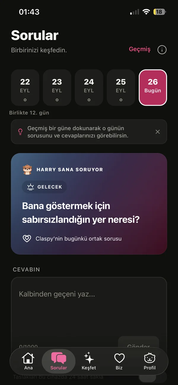 Günün sorusu ekranı